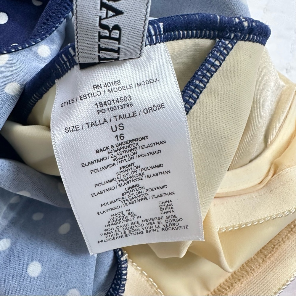 NWT Miraclesuit & Talbots Navy and White Polka Dot One Piece Swimsuit With Wire - Picture 8 of 13